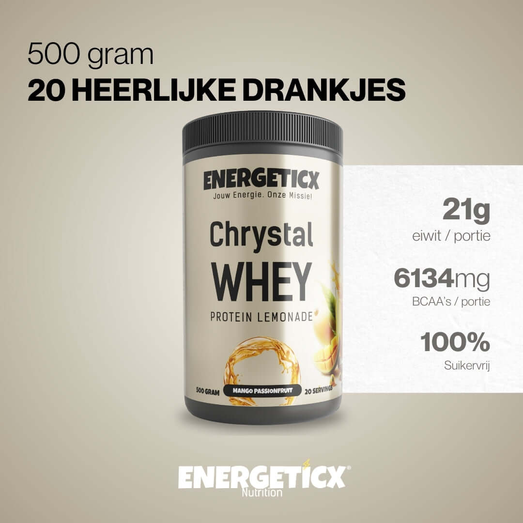 Clear whey proteïne in verfrissende mango passievrucht smaak.