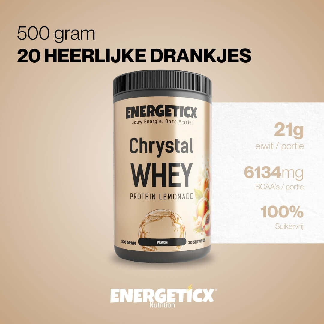 Clear whey proteïne in verfrissende perzik smaak.