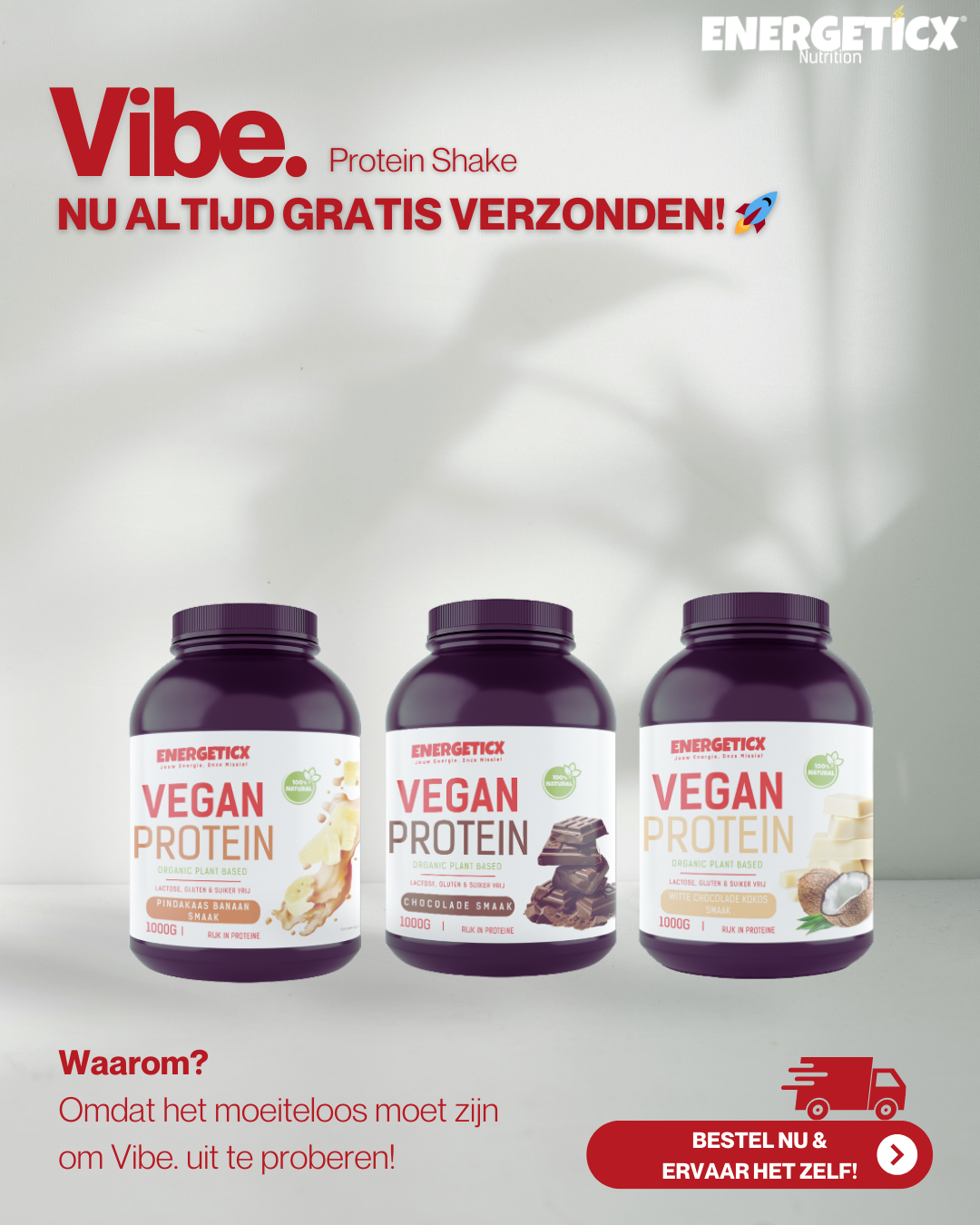 vibe neerlands eerste complete proteine poeder shake plantaardig gratis verzenden