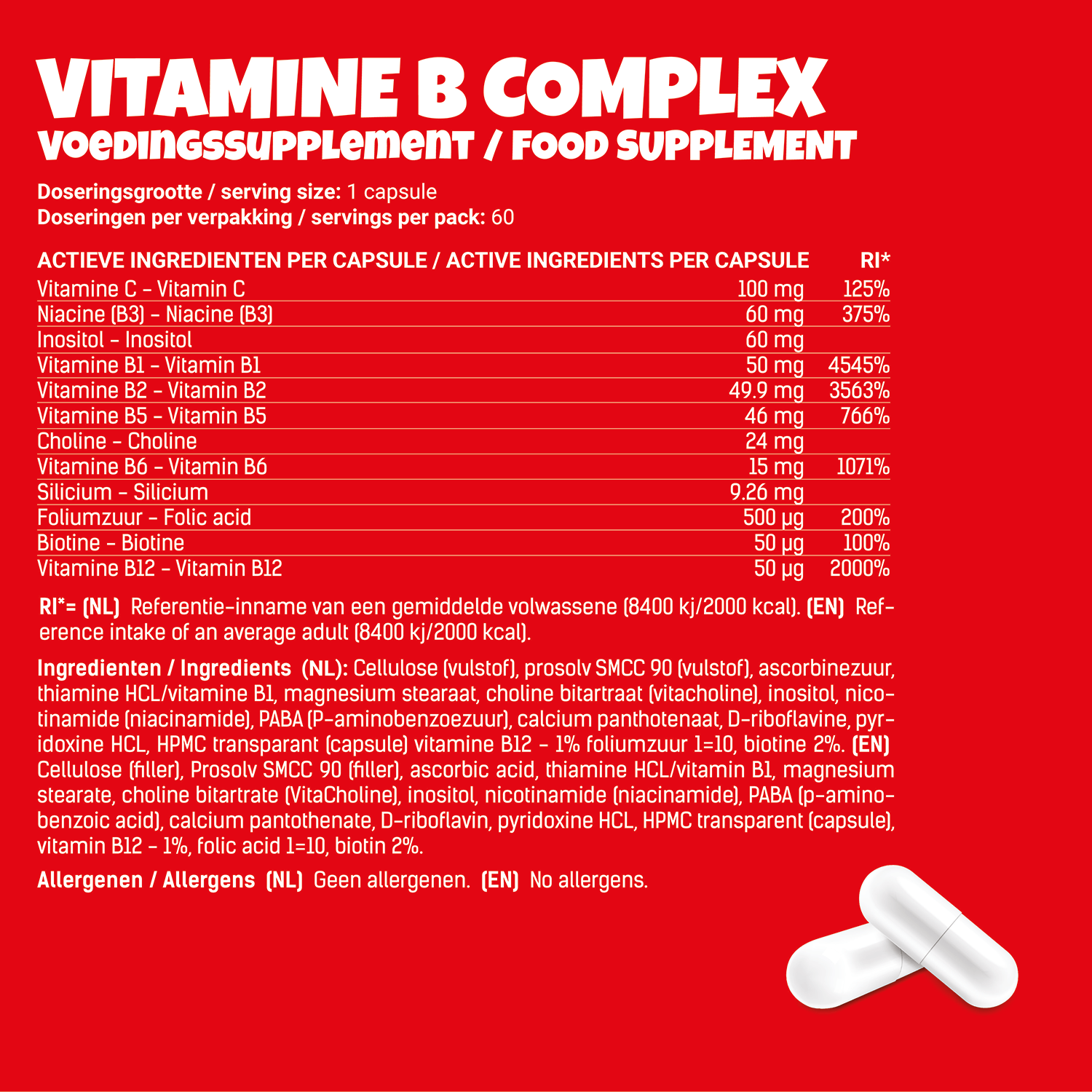 vitamine b complex van energeticx (actieve) ingrediënten